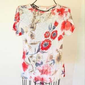 LAVENDER FIELD Sheer Floral Top Small